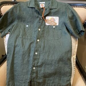 Men's C & C California Sz Small Green Linen Shirt